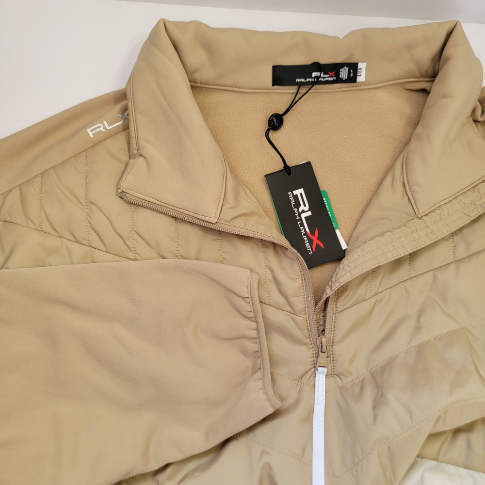 RLX Ralph Lauren Womens Quarter Zip Quilted Panel Hybrid Puffer Jacket LG $248